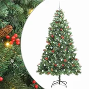 Vidaxl Umestno božično drevo z LED lučmi Zelena 240 cm PVC in kovina