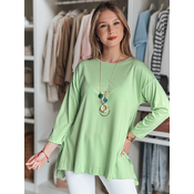 Bluzka damska one size oversize z wisiorkiem COMFILA jasnozielona Dstreet