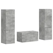 Set TV komoda 5 pcs Betonski sivi Konstruirano drvo