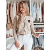 Sweter damski one size z haftem AMELIE beżowy Dstreet