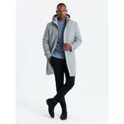 Ombre Monochrome long mens hooded coat - grey melange