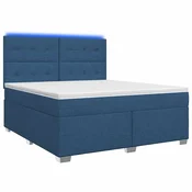 vidaXL Postelja boxspring z vzmetnico Modra 140 x 200 cm Blago