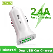 Bavin Auto punjac 2XUSB 2,4A bela
