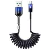 Joyroom Spiralni kabel USB-A – USB-C iz serije Crystal-Clear, 3 A, 1,5 m – črn