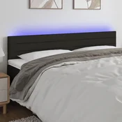 Vidaxl vidaXL Vzglavje postelje z LED diodo črno 180x5x78/88 cm blago
