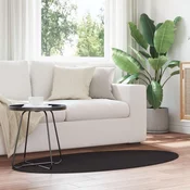 vidaXL Preproga HUARTE Črna 80x150 cm Ovalna