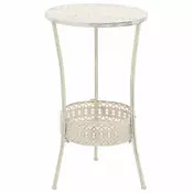 Stolic za bistro u starinskom stilu okrugli metalni 40 x 70 cm bijeli