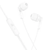 Hoco Žične ušesne slušalke z 3,5-mm priključkom Hoco M121, bele