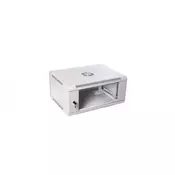 6U wall mounting cabinet 19 rack 600x450, glass door, mounted, 60kg, grey (RAL 7035)