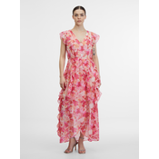 Orsay Rožnata ženska maxi obleka s cvetličnim motivom 42