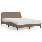 Vidaxl Posteljni okvir Dover kapučino 140x190 cm umetno usnje