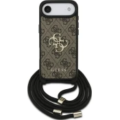 Ovitek Guess 4G ovitek z velikim logotipom in Crossbody trakom za iPhone 17 Air rjav (GUHCP17MP4GMGCRW)