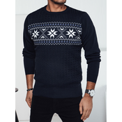 Sweter męski w śnieżynki granatowy Dstreet