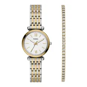 FOSSIL Analogna ura Carlie  zlata / srebrna