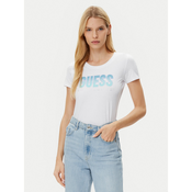GUESS Majica svetlo modra/srebrna/bela