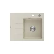 Mexen Ben granitno pomivalno korito z 1 komoro in odcejalnikom, desno 600 x 500 mm, bež, sifon krom - 6523605000-69