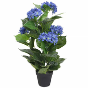 Greatstore Umetna rastlina hortenzija v loncu 60 cm modra