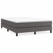 Vidaxl Posteljni okvir z vzmetmi siv 140x200 cm umetno usnje