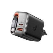 Stenski 67W polnilec Mcdodo FreeGo Series (CH-4100) z izvlečnim USB-C kablom in digitalnim prikazovalnikom - black