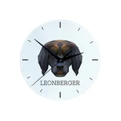 Leonberger - geometrijska stenska ura s fotografijo in napisom