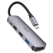 Hoco priklopna postaja HUB HB27 - 5v1 2x USB, HDMI 4K, USB-C PD 100W