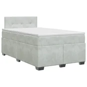vidaXL Postelja boxspring z vzmetnico Svetlo siva 120 x 200 cm Žamet