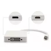 3G (36898) adapter Apple mini DP (muški) na HDMI (ženski) + DVI (ženski) + Display Port (ženski) beli