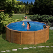 Montažni bazen GRE 3.5m x 1.2m okrugli u boji drveta
