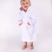 Otroški kopalni plašč z mehko kapuco v beli barvi