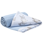 Medi Partners Blanket 75x100 cotton + cotton Waffle – Deer and hedgehog + light blue Waffle