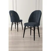 Hanah Home set trpezarijskih stolica Ritim 8 kom, antracit tkanina Babyface, crne drvene noge