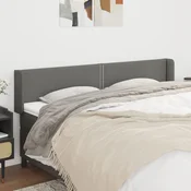 Vidaxl Vzglavje z ušesi temno sivo 203x16x78/88 cm blago
