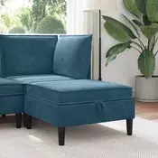 vidaXL Pouf s shrambnim prostorom Modra Žamet