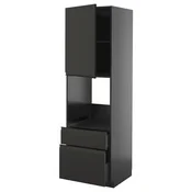 METOD/KNIVSHULT Vsk omara za pečico+vr/2lč/1s/1v pr, črno siva/Upplöv mat antracitna, 60x60x200 cm