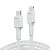 Green Cell Kabel Green Cell GC PowerStream 1 m, USB C do Lightning, 29 W, združljiv z Apple napravami, bel