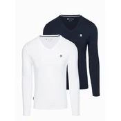 Ombre Set of mens SLIM FIT longsleeves with V neckline and logo 2-pack