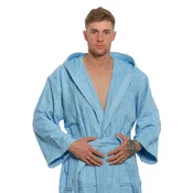 Interkontakt Moški bombažni kopalni plašč s kapuco 06 Light Blue XXL