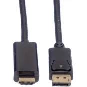 ROLINE Roline DisplayPort / HDMI adapterski kabel DisplayPort  vtič\, HDMI-A  vtič 3.00 m črna 11.04.5787 zaščiten DisplayPort kabel, (20415287)