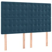 Vidaxl Vzglavje postelje temno modro 144x5x118/128 cm žametno
