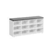 Songmics Čevlji klop 12 predelkov 303x104x48 cm bela