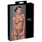 shumee Cottelli SPODNJE PERILO - Seksi modrček z naramnicami in verižicami + čipkaste hlačke S