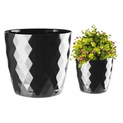 Galicja Črn plastični cvetlični lonček Cristal 20 x 18 cm