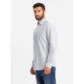Ombre Elegant mens oxford shirt with embroidery - blue
