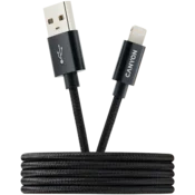 CANYON CFI-3, Lightning USB Cable for Apple, braided, metallic shell, cable length 1m, Black, 14.9*6.8*1000mm, 0.02kg - CNE-CFI3B