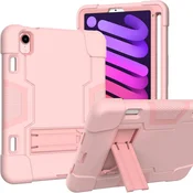 Nikcorp Oklepni etui za iPad Mini 6 (8,3) s stojalom in držalom za pisalo, trpežen ovitek za tablico, roza