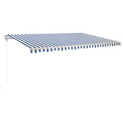 Vidaxl Avtomatska tenda LED + senzor 500x350 cm modra in bela