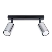 SOLLUX lighting Črna podolgovata dvojna stropna svetilka s kromiranimi senčniki 2xGU10 10W WINX SL.1367 Sollux Lighting