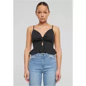 Womens top Waffle Pique Ruffle black