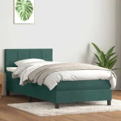 vidaXL vidaXL Box spring postelja z vzmetnico temno zelena 80x220 cm žamet, (21793245)