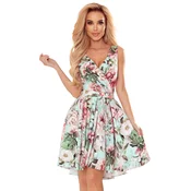Dress with a longer back, neckline and belt Numoco